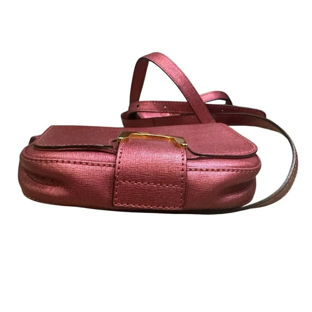 FENDI Metallic Pink Saffiano Leather Chameleon Messenger Mini Crossbody Bag